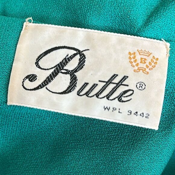 Vintage 70s Butte Brand Kelly Green Short Sleeve Two-Piece Polyester Skirt Set - Picture 7 of 8